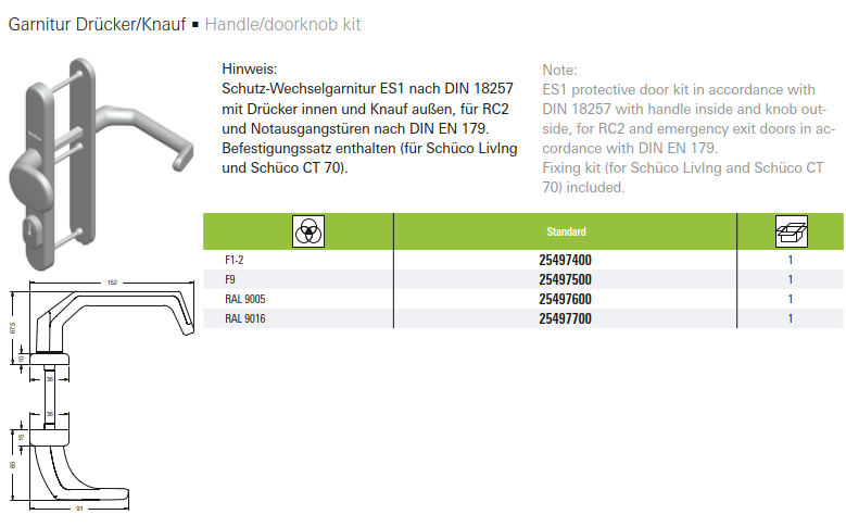 Schüco Drücker/Knauf Garnitur, Kunststoffhaustür